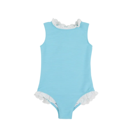 Sleeveless Sarasota Surf Suit- Belhaven Blue/Worth Ave White