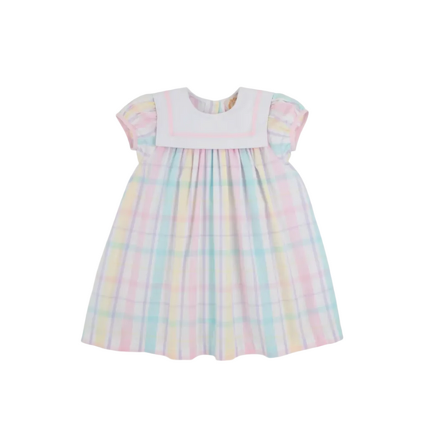 Stewart's Square Collar Dress- Brunch Plate Plaid/ Worth Ave White/Palm Beach Pink