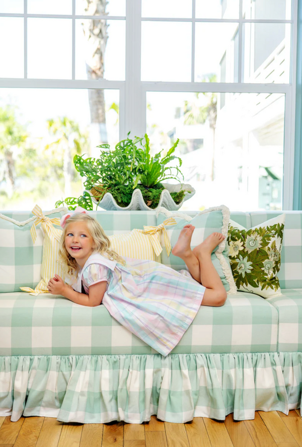 Stewart's Square Collar Dress- Brunch Plate Plaid/ Worth Ave White/Palm Beach Pink