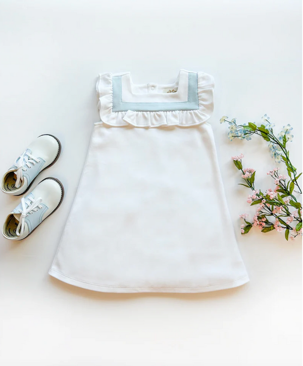 Darla Dress- Worth Ave White/Buckhead Blue