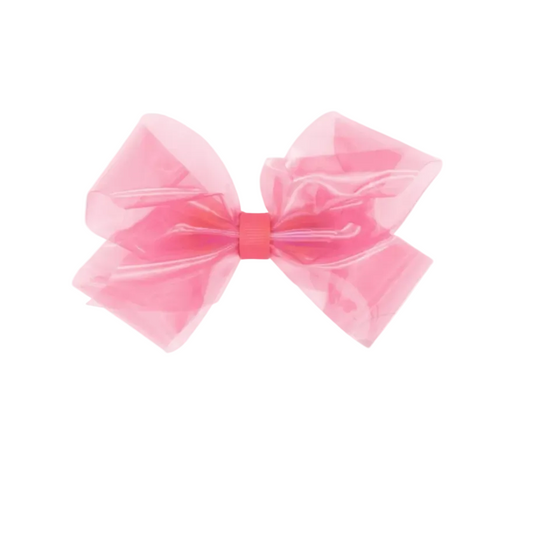 Medium WeeSplash Colored Swim Bow with Plain Wrap Coral Rose