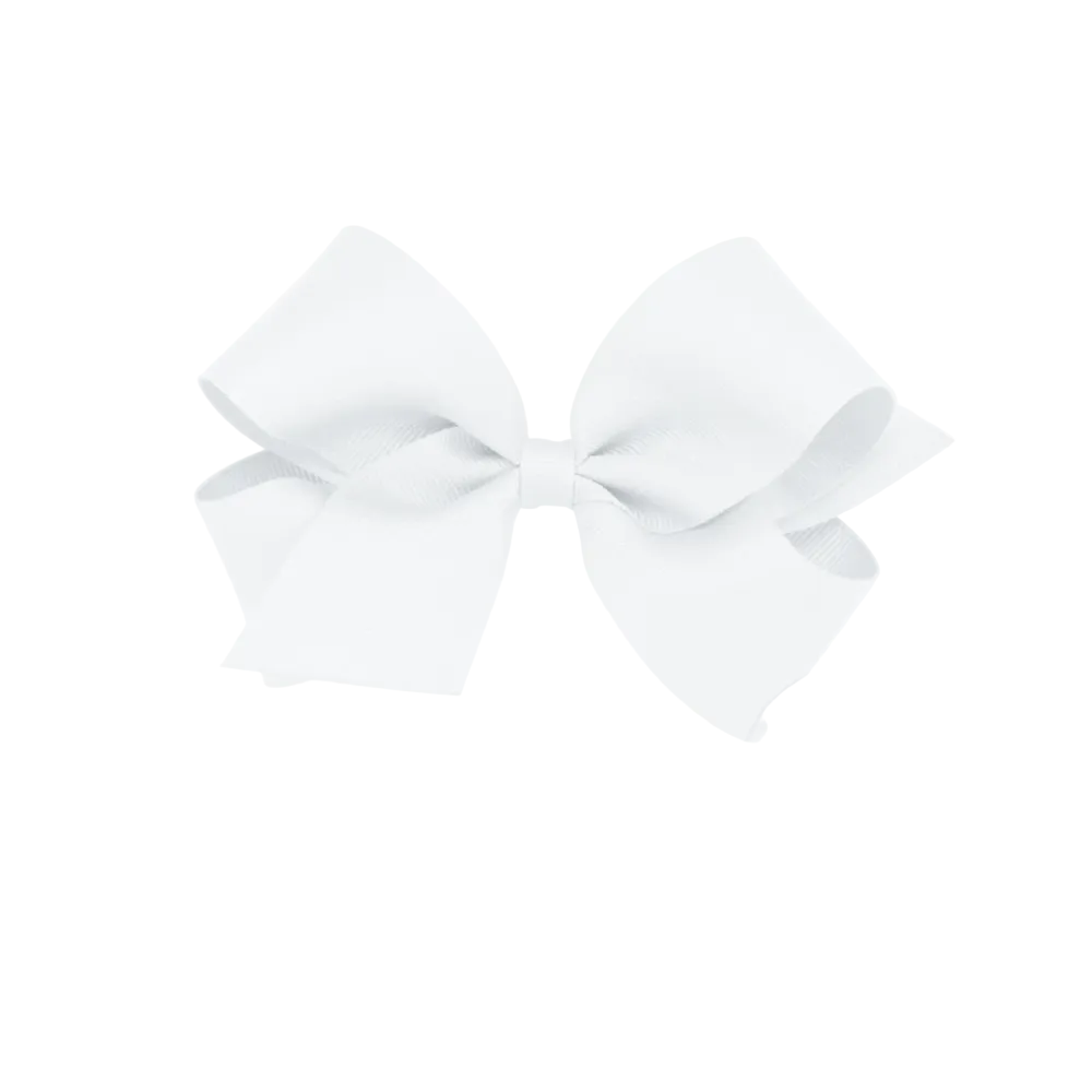 King Classic Grosgrain Hair Bow (Plain Wrap) White