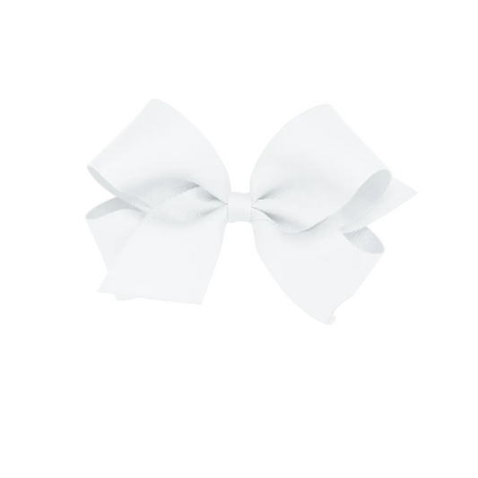 King Classic Grosgrain Hair Bow (Plain Wrap) White