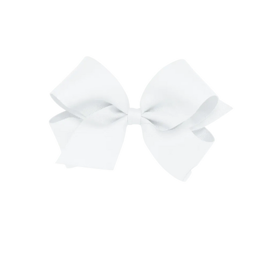 Medium Classic Grosgrain Hair Bow (Plain Wrap) White