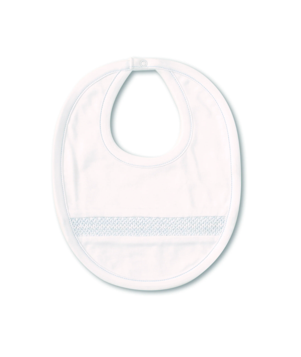 Hand Smocked CLB Charmed White/Blue Bib