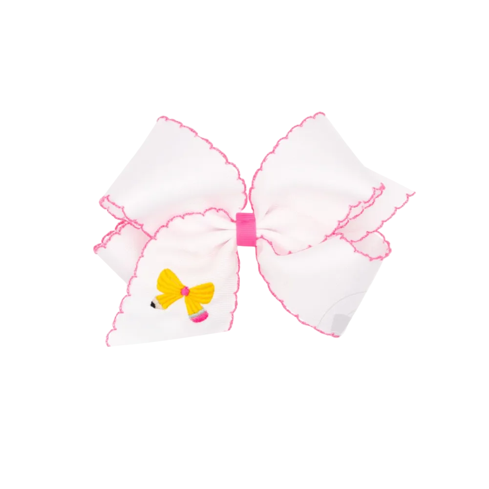 King Back to School Moonstitch Bow Embroidered Hair Bow