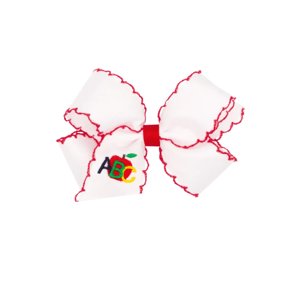 Medium Back to School Moonstitch ABCs Embroidered Hair Bow