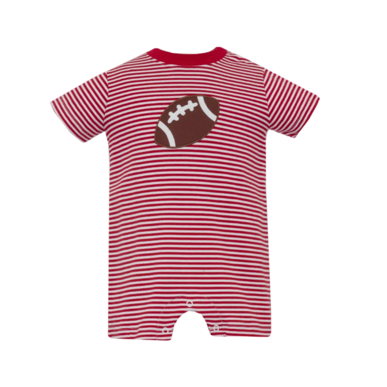 Football Red- Red Knit Stripe Boy's Short Romper S/S