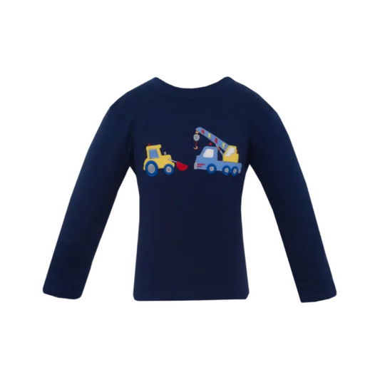 Construction Zone- Navy Blue Knit Boy's T-Shirt, L/S