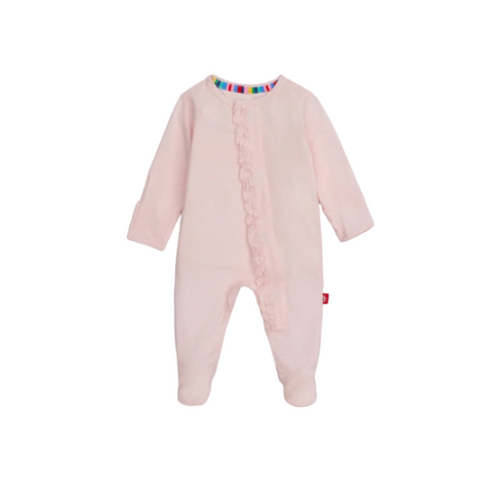 Magnetic Footie Pin Dot  Modal Pink Ruffle