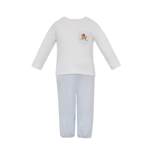 Puppies Boy's Light Blue Knit Stripe Pant Set