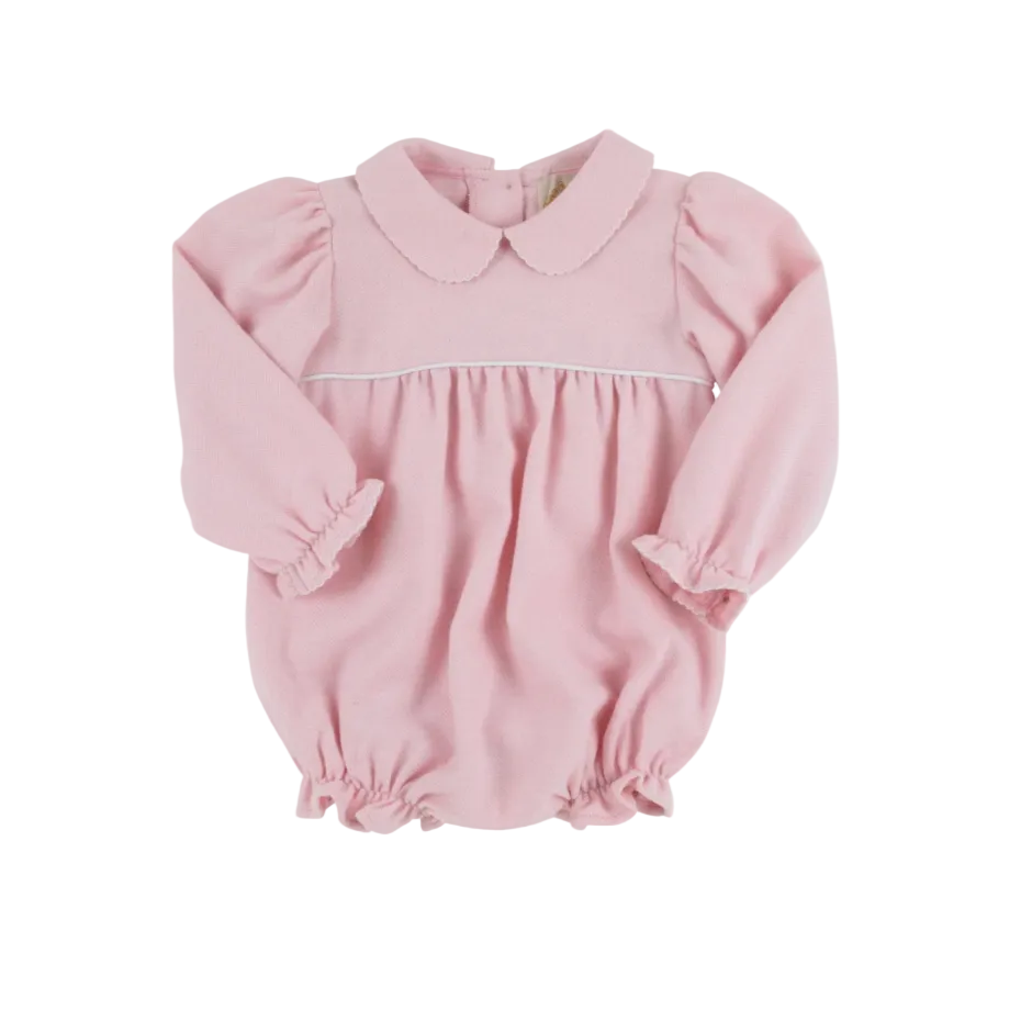 Long Sleeve Britt Bubble - Woven Yarn Sandpearl Pink Herringbone/Worth Ave White