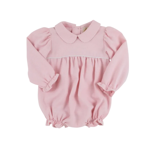 Long Sleeve Britt Bubble - Woven Yarn Sandpearl Pink Herringbone/Worth Ave White