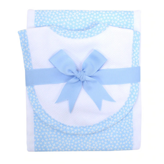 Blue Stars Bib & Droller Set