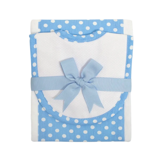 Blue Golf Drooler Bib & Burp Set