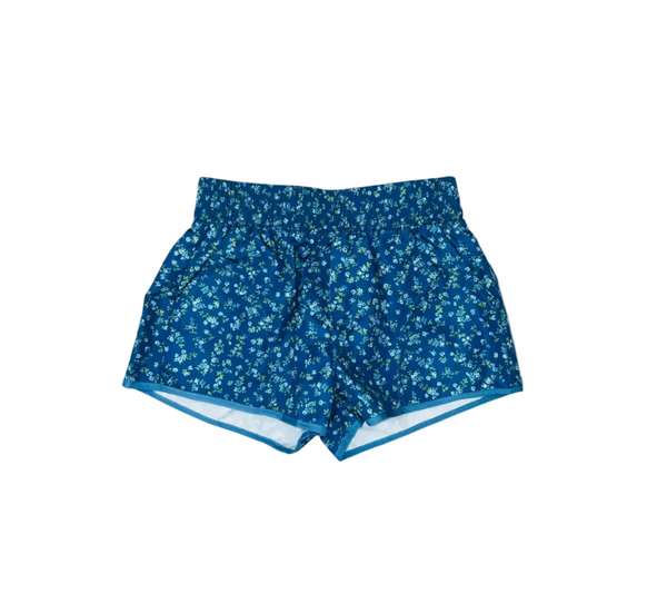 Ditsy Flower Printed Sporty Short, Dark Blue