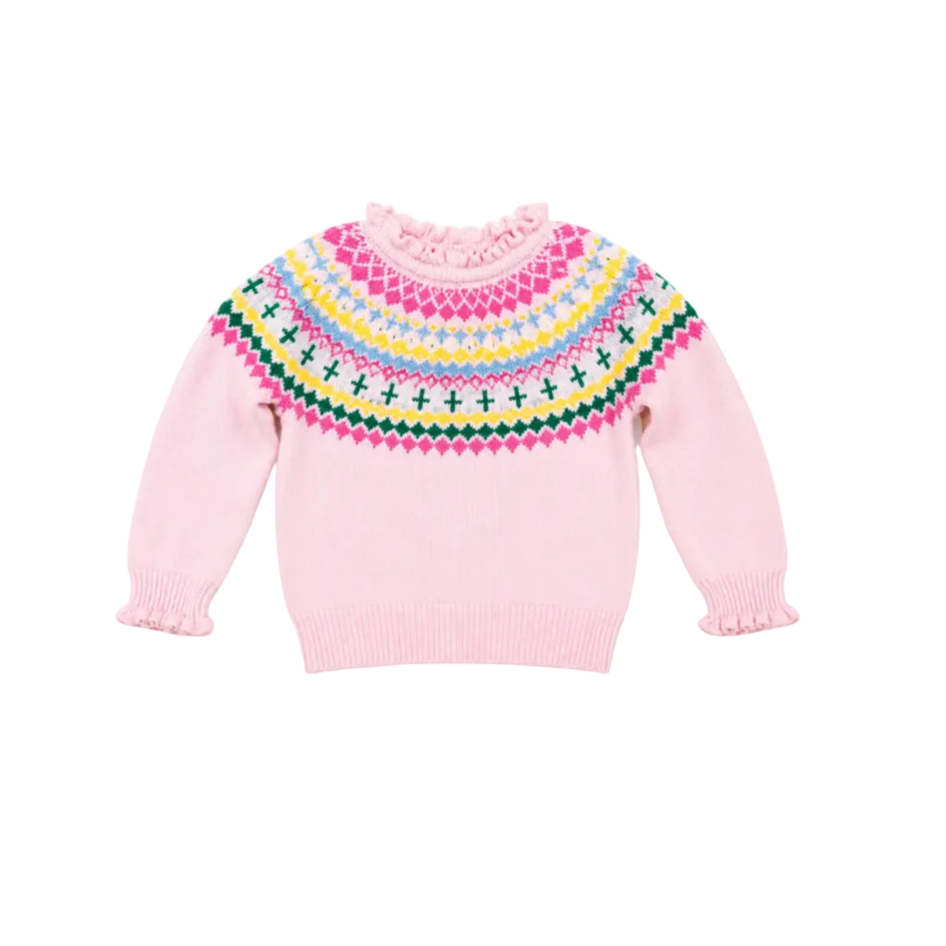 Cindy Sweater, Multicolor Ruffle Collar Pink