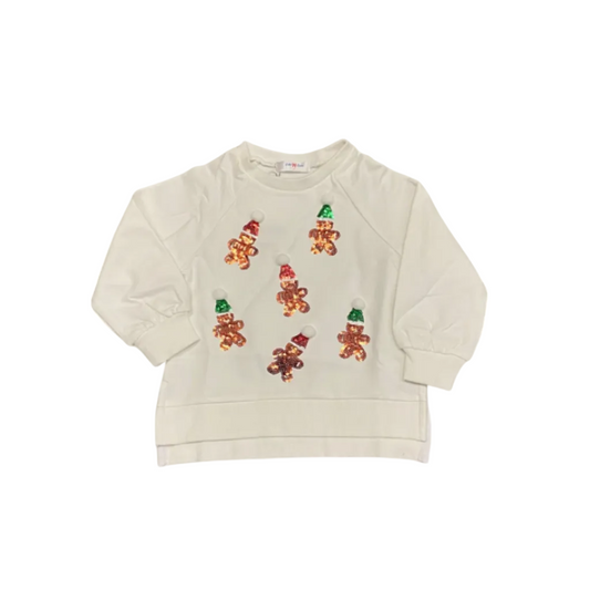Sandy White LS Sequin Gingerbread