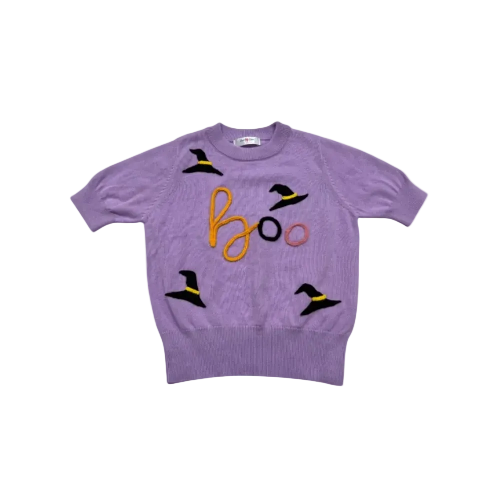 Girls Lavender SS Boo Top
