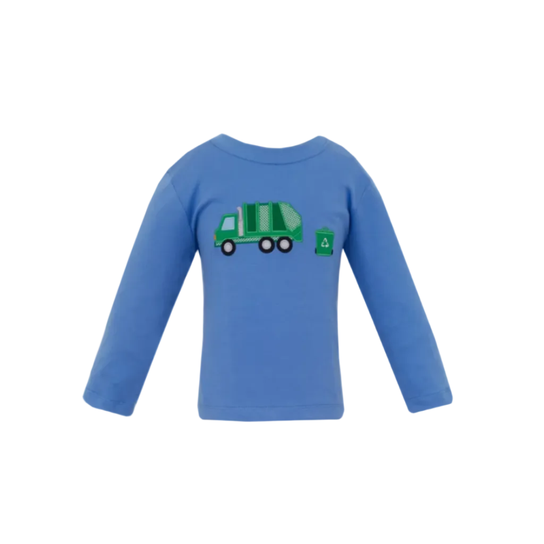 Boy's Periwinkle Blue Knit T-Shirt, L/S, Garbage Truck