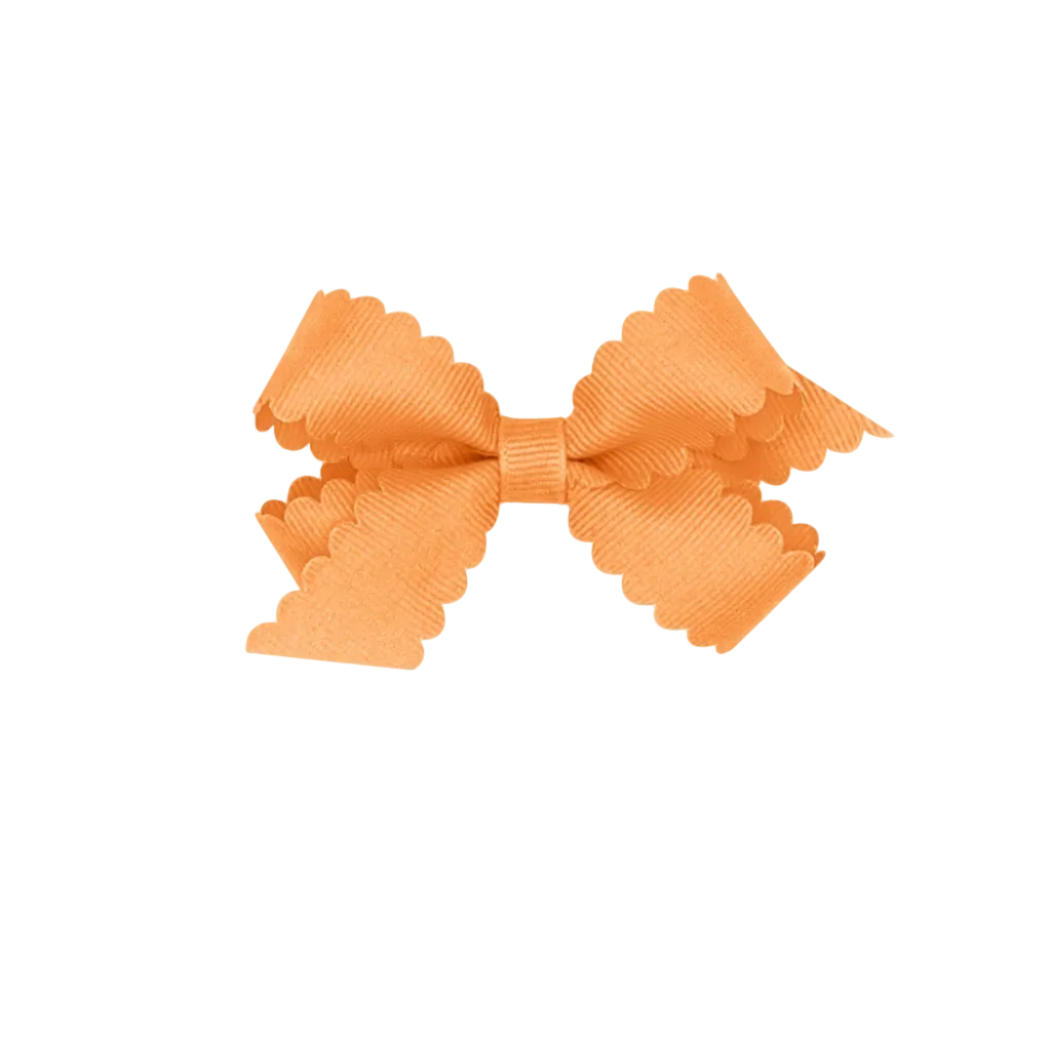 Mini Grosgrain Hair Bow with Scalloped Edge Ginger