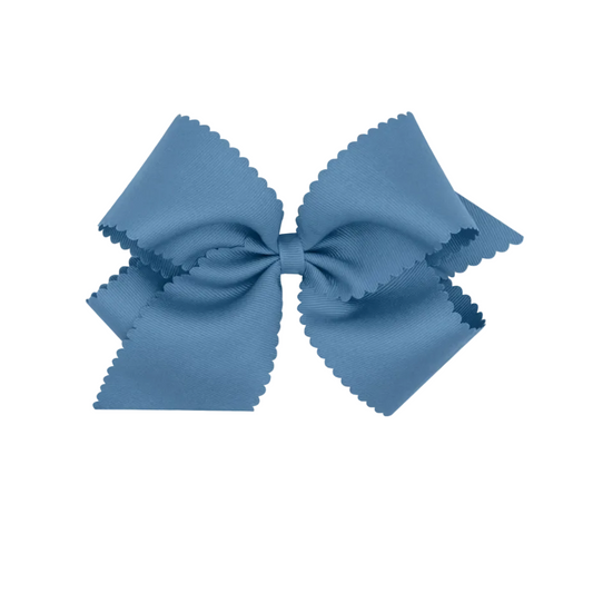 King Grosgrain Scalloped Bow Smoke Blue