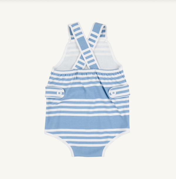 Skipper Sunsuit- Pima Saddle Ridge Stripe-Sarasota Sky/Worth Ave White