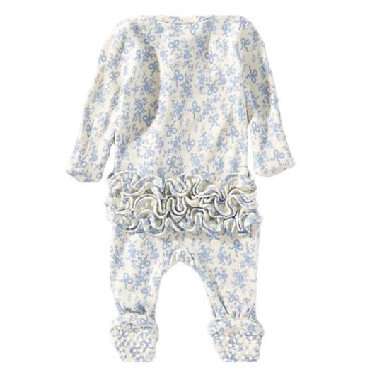 Romi Floral 2 Way Zipper Ruffle Back Footie