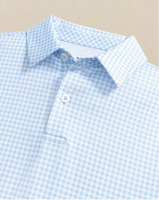 Boys Driver Gingham Printed Performance Polo