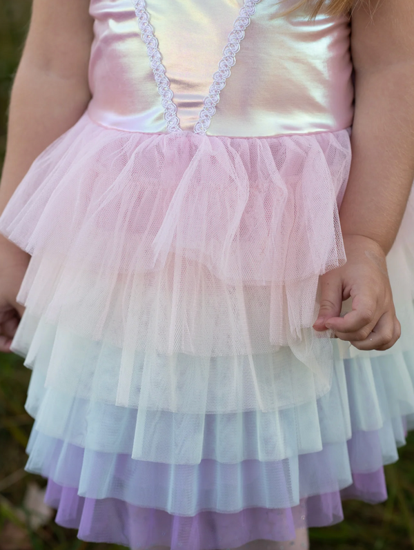 Rainbow Ruffle Tutu Dress Pink