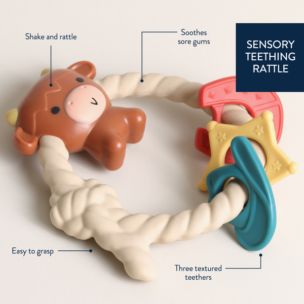 Ritzy Rattle™ Silicone Teether - Highland Cow