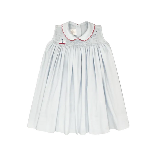 Ella Dress, Brentwood Blue Pique, Sailboat