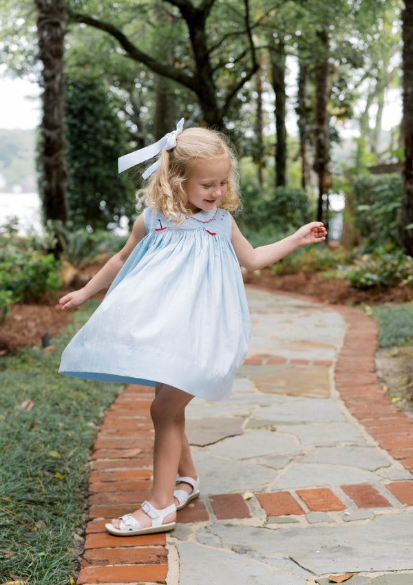 Ella Dress, Brentwood Blue Pique, Sailboat