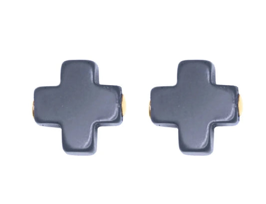 Signature Cross Studs Navy