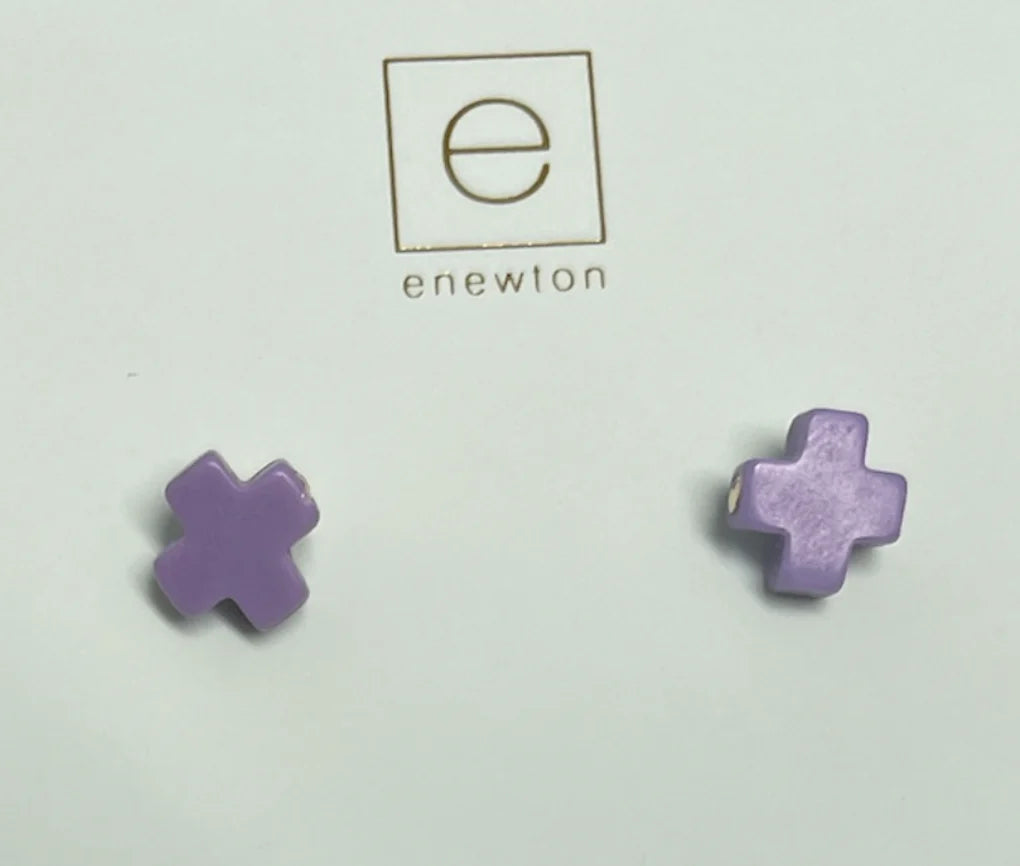 Signature Cross Studs Purple