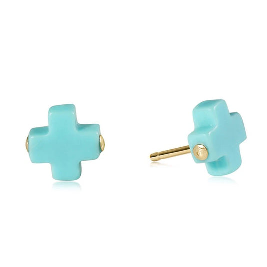 Signature Cross Studs Turquoise