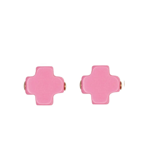 Signature Cross Studs Bright Pink