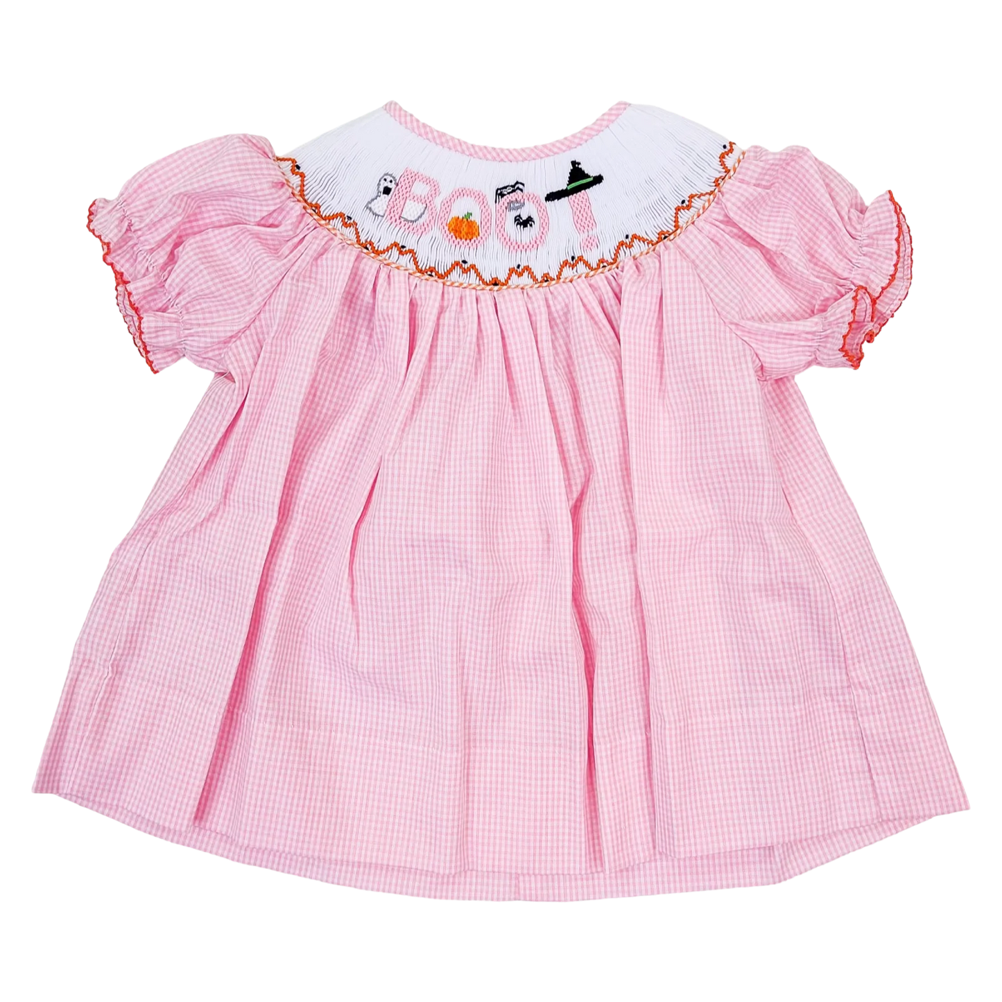 Smocked Bishop Dress - Pink Boo