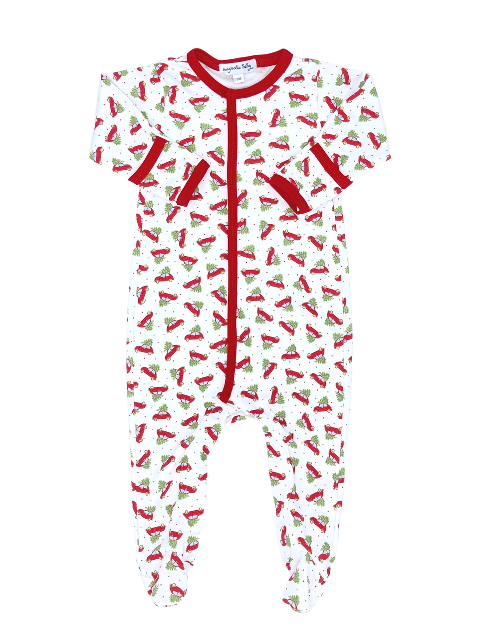 The Perfect Tree Printed Zipper Footie Red