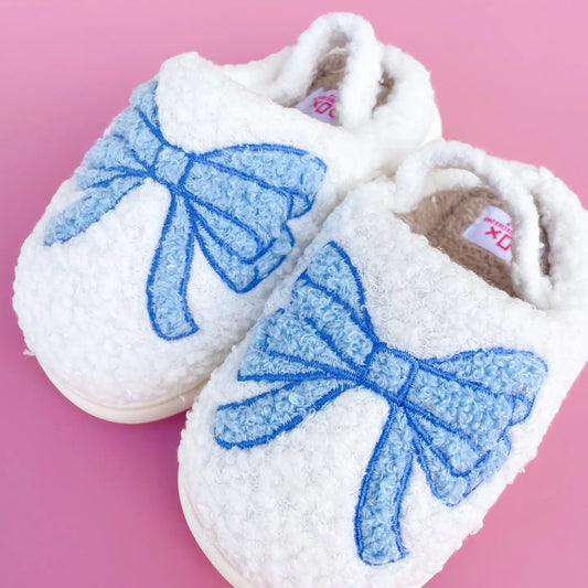 Toddler/Kids Blue Bow Slippers