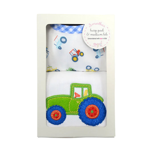 Tractor Basic Bib & Burp Box Set