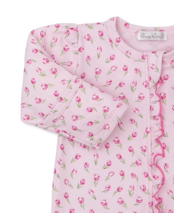 Tulip Blossoms Pink Zip Footie Pink