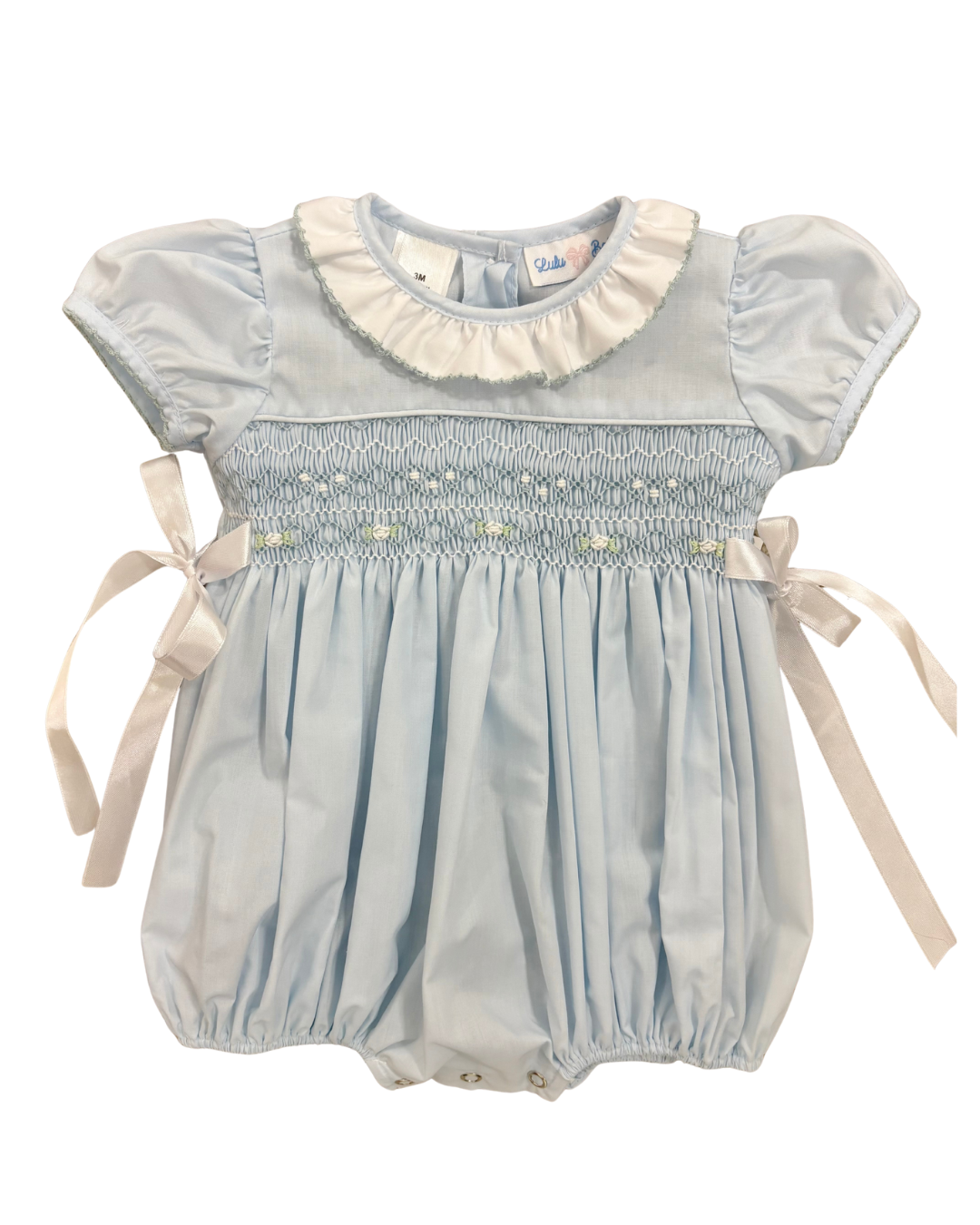 Rosie Blue Smocked Waist Bubble