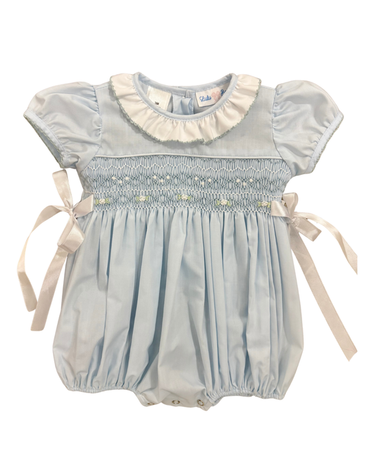 Rosie Blue Smocked Waist Bubble