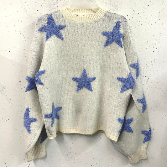 White/Blue Star 2 Tone Sweater