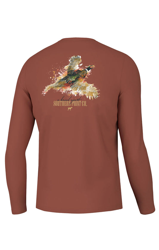 Youth Splatter Series Pheasant Long Sleeve Tee Chili Oil