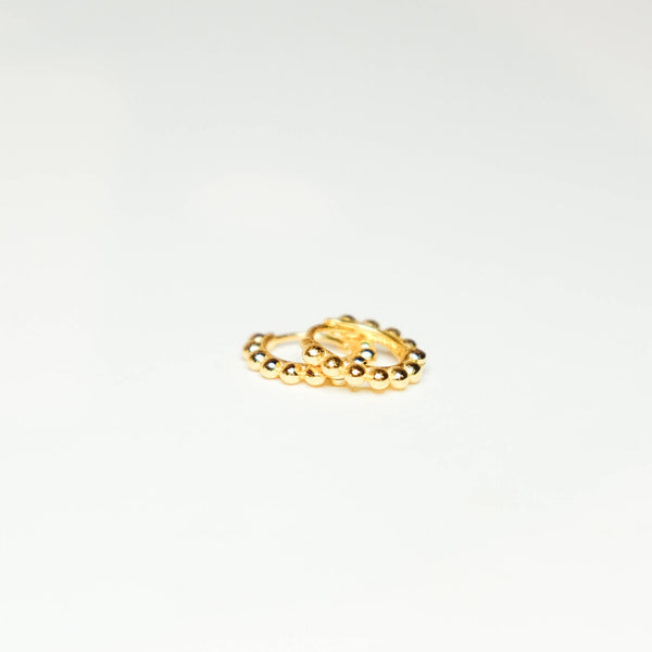 Gold Beaded Huggie Earrings