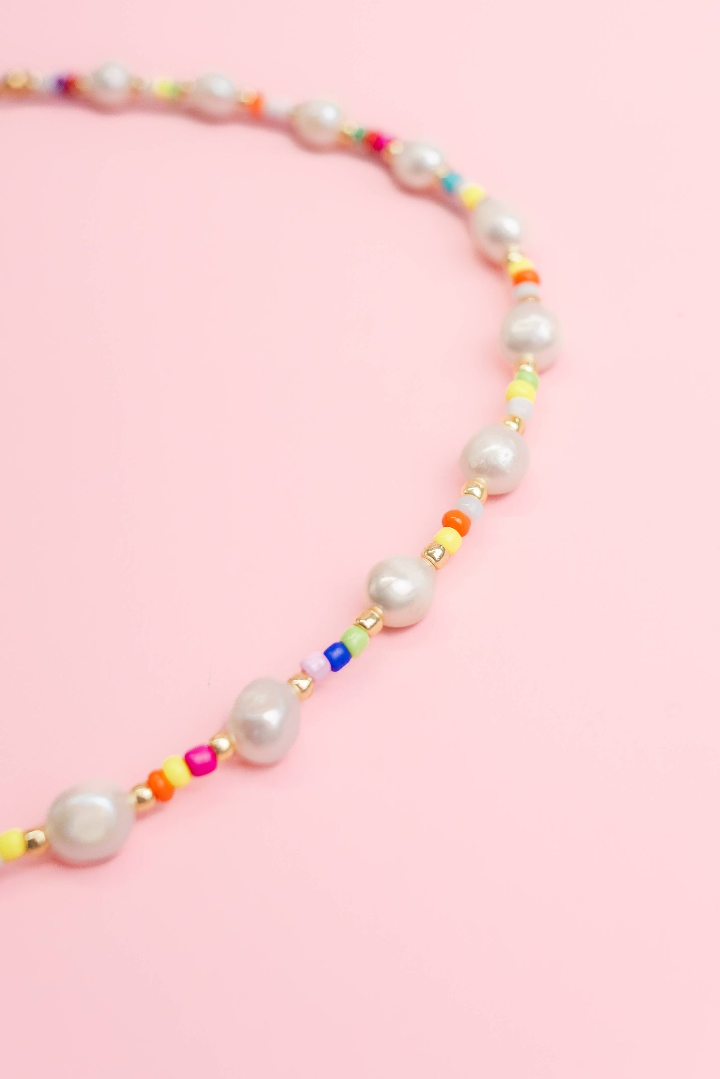 Pearls and Pop - Multi-Pearl Rainbow Seed Bead Necklace