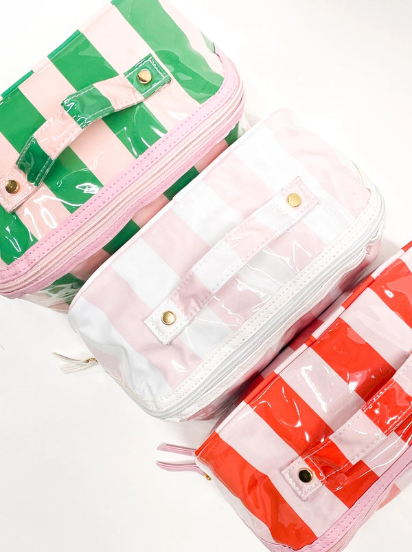 Gloss & Go Colorful Stripe Wipeable Cosmetic Toiletry Bag
