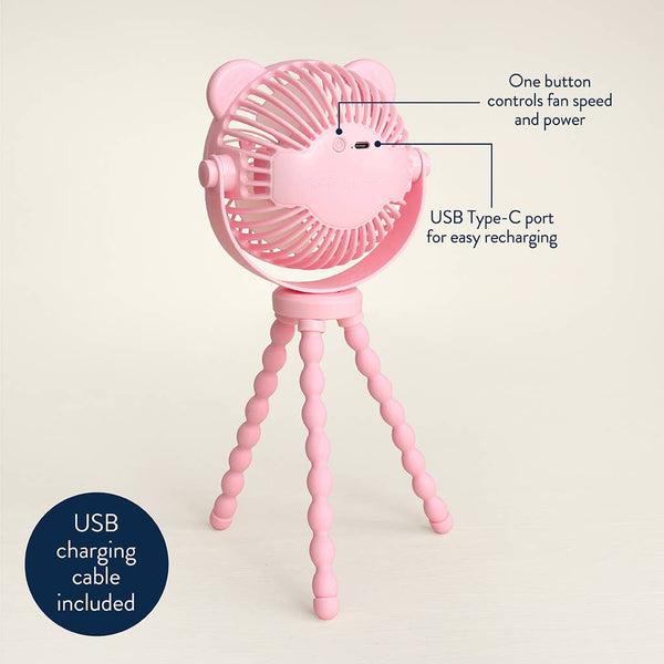 Itzy Breeze 3-Speed Stroller Fan Pink